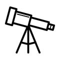 Astronomy telescope vector icon. Black and white illustration of telescope. Outline linear icon. Royalty Free Stock Photo