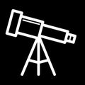Astronomy telescope vector icon. Black and white illustration of telescope. Outline linear icon. Royalty Free Stock Photo