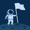 astronout in space with flag, cosmonaut wearing spacesuits isolated cartoon character