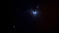 An astrophotographic image of the Orion nebula in the constellation of Orion appears in the winter night sky and stars. Royalty Free Stock Photo