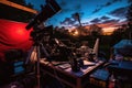 astrophotography setup with telescope and camera gear