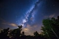 astrophotography of starry night sky with dramatic clouds in the background