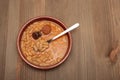 Asturian bean stew in a clay pot.