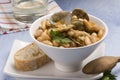 Asturian clams and beans.Spanish cuisine.