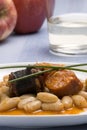 Asturian ham and beans.Spanish cuisine. Royalty Free Stock Photo