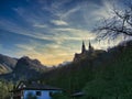 Asturias. Basilica of Santa Maria, Covadonga. Picos de Europa,Spain Royalty Free Stock Photo