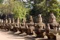 Asura statues, East Gate, Angkor Thom, Cambodia Royalty Free Stock Photo