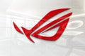 Asus rog on glossy office wall realistic texture Royalty Free Stock Photo