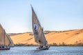 12.11.2018 Aswan, Egypt, A boat felucca sailing along the river nil on a sunny day Royalty Free Stock Photo