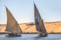 12.11.2018 Aswan, Egypt, A boat felucca sailing along the river nil on a sunny day Royalty Free Stock Photo