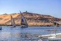 12.11.2018 Aswan, Egypt, A boat felucca sailing along the river nil on a sunny day Royalty Free Stock Photo