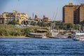 12.11.2018 Aswan, Egypt, A boat felucca sailing along the river nil on a sunny day Royalty Free Stock Photo