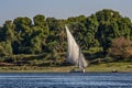 12.11.2018 Aswan, Egypt, A boat felucca sailing along the river nil on a sunny day Royalty Free Stock Photo