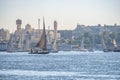 12.11.2018 Aswan, Egypt, A boat felucca sailing along a river of nilies on a sunny day