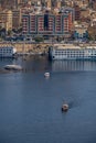 12.11.2018 Aswan, Egypt, A boat felucca sailing along a river of nilies on a sunny day