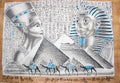 Aswan- Egypt- 4 December 2023: Ancient Egyptian illustration on papyrus