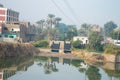 Aswan, Egypt, 24th of December 2018: Daily life on the riverside Nile in Egypt. Poor people living