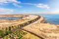 Aswan High Dam view, sunny day panorama, Egypt Royalty Free Stock Photo