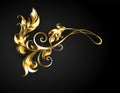 Asymmetric gold frame scroll on black background Royalty Free Stock Photo