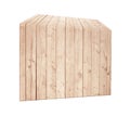 Asymmetrical light brown wooden box in vertical position. Royalty Free Stock Photo