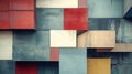 Asymmetrically positioned muted color blocks create a minimalist abstract design with a distinct block pattern, Generated AI Royalty Free Stock Photo