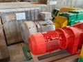 Asynchronous electric motors for pumps for pumping liquids are in stock for an oil refinery petrochemical plant equipment