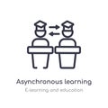 asynchronous learning outline icon. isolated line vector illustration from e-learning and education collection. editable thin