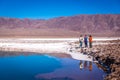 Atacama, Chile - Oct 9th 2017 - A family exploring the amazing scenario of Lagunas Escondidas hideen lagoon in Atacama Desert -