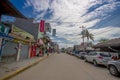 ATACAMES, ECUADOR - March 16, 2016: Steet view of beach town located on Ecuador`s Northern Pacific coast. It is locate