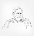 Atal Bihari Vajpayee famous Indian statesman prime minister of India vector sketch portrait