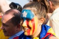 Atalan girl with pattern of pro-independence flag participate