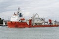 Cable laying vessel underway in Portsmouth UK