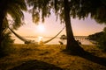 Atardecer en la isla de Kecil en las Perhentians, Malasia. Sunset on Kecil Island in the Perhentians, Malaysia. Royalty Free Stock Photo