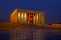 Ataturk`s Mausoleum with Turkish flag in Ankara by night