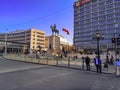 Ataturk Statue Victory Monument on Anafartalar Cd Street in Ankara. City square with a group Royalty Free Stock Photo