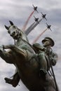 AtatÃÂ¼rk Monument Statue of Honor with Turkish Stars aerobatic team in Samsun at May 19