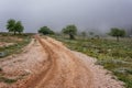 Ataviros Mount Landscape and road. Rhodes Island, Greece