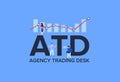 ATD agency trading desk for clients. Marketing system purchasing advertising various business models. Royalty Free Stock Photo