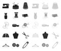 Atelier and sewing black.mono icons in set collection for design. Equipment and tools for sewing vector symbol stock web Royalty Free Stock Photo