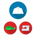 Atelier and sewing flat icons in set collection for design. Equipment and tools for sewing vector symbol stock web Royalty Free Stock Photo