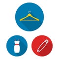 Atelier and sewing flat icons in set collection for design. Equipment and tools for sewing vector symbol stock web Royalty Free Stock Photo