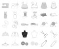 Atelier and sewing monochrome,outline icons in set collection for design. Equipment and tools for sewing vector symbol Royalty Free Stock Photo