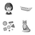 Atelier, travel and other monochrome icon in cartoon style.animal, profession icons in set collection.