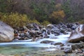 Atera river in japan with waterfalls in autumn