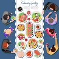 ÃÂ¡atering party with people and a table of dishes