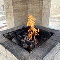 Ateshgah, Azerbaijan, September, 10, 2019. Ateshgah fire temple, burning natural gas outlets, Azerbaijan Royalty Free Stock Photo