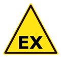 ATEX Explosive Atmosphere area zone warning. Danger of a potentially explosive atmosphere sign. Explosive Atmosphere symbol