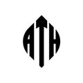 ATH circle letter logo design with circle and ellipse shape. ATH ellipse letters with typographic style. The three initials form a Royalty Free Stock Photo
