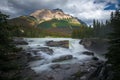 Athabasca fall with cloudy day in Spring, Alberta, Canada Royalty Free Stock Photo