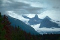 Athabasca glacier covered with clouds